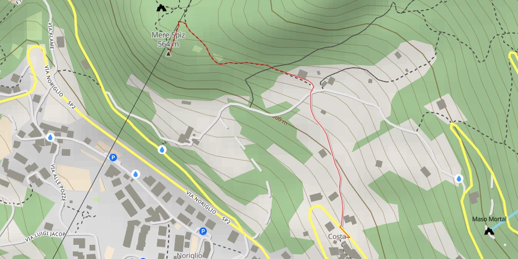 Map of the trail for Mere Spiz