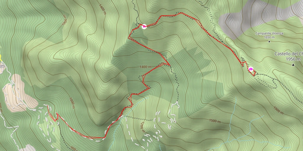 Map of the trail for Bivacco Sinel - Vallarsa