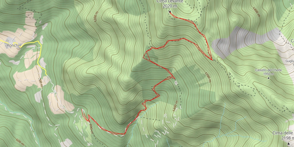 Carte de l'itinéraire :  Cima Levante