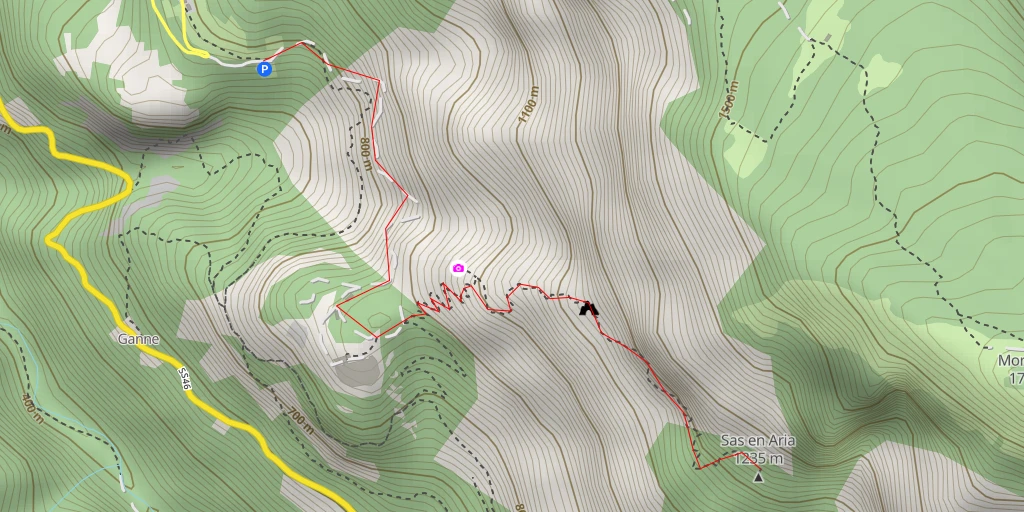 Map of the trail for Sas en Aria