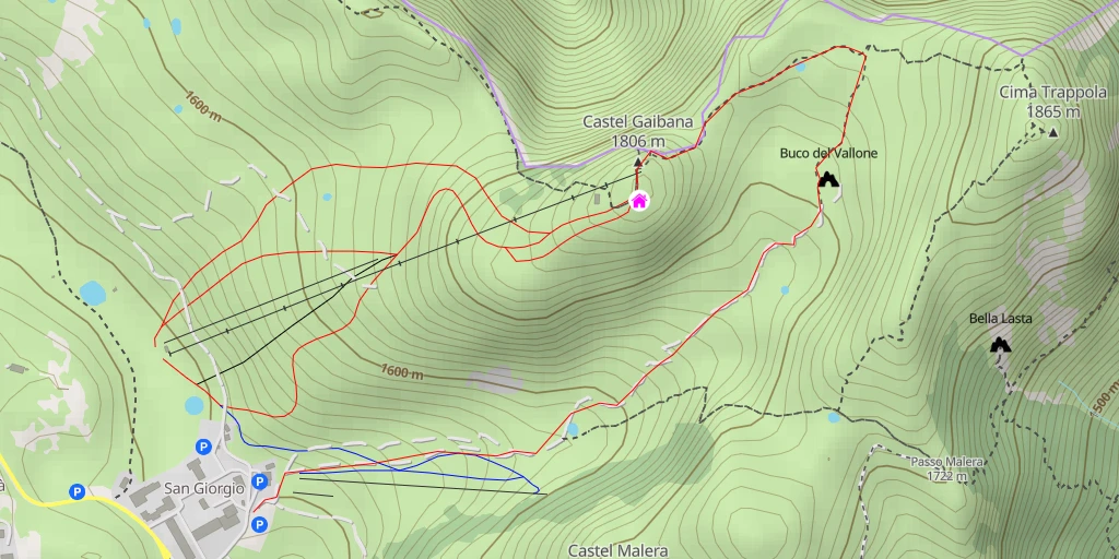 Map of the trail for Rifugio Gaibana