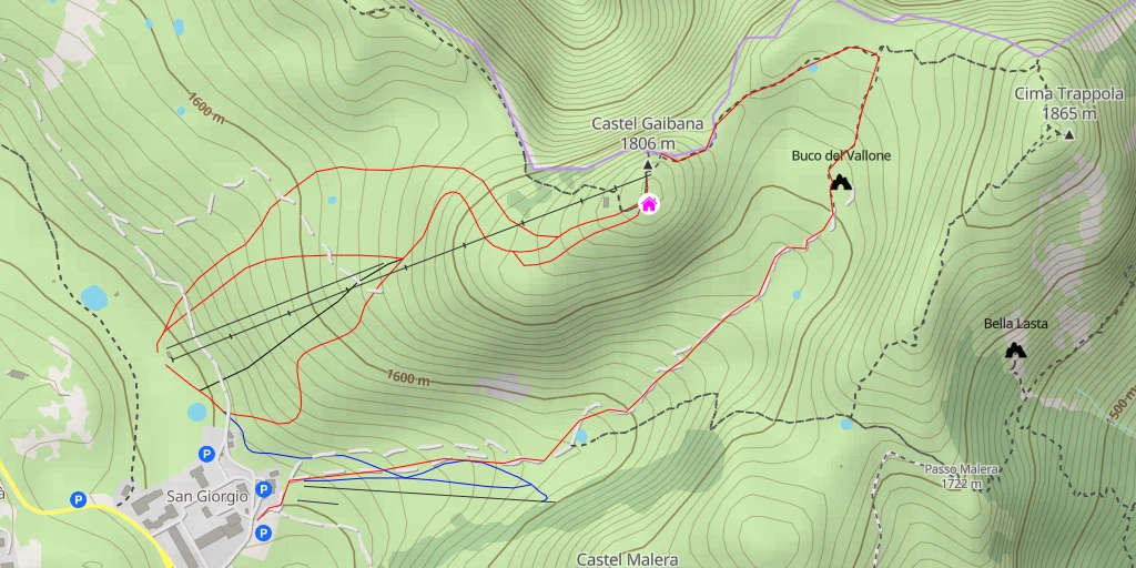 Map of the trail for Osservatorio