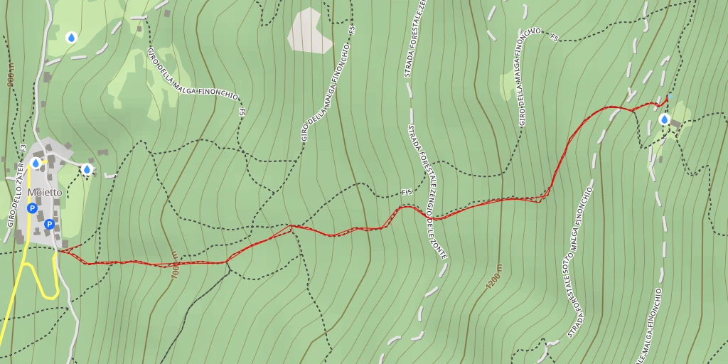 Map of the trail for Strada forestale Malga Finonchio - Strada forestale Malga Finonchio