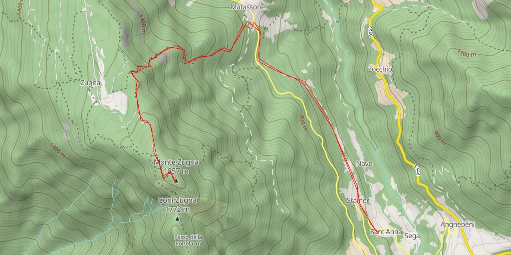 Carte de l'itinéraire :  Monte Zugna