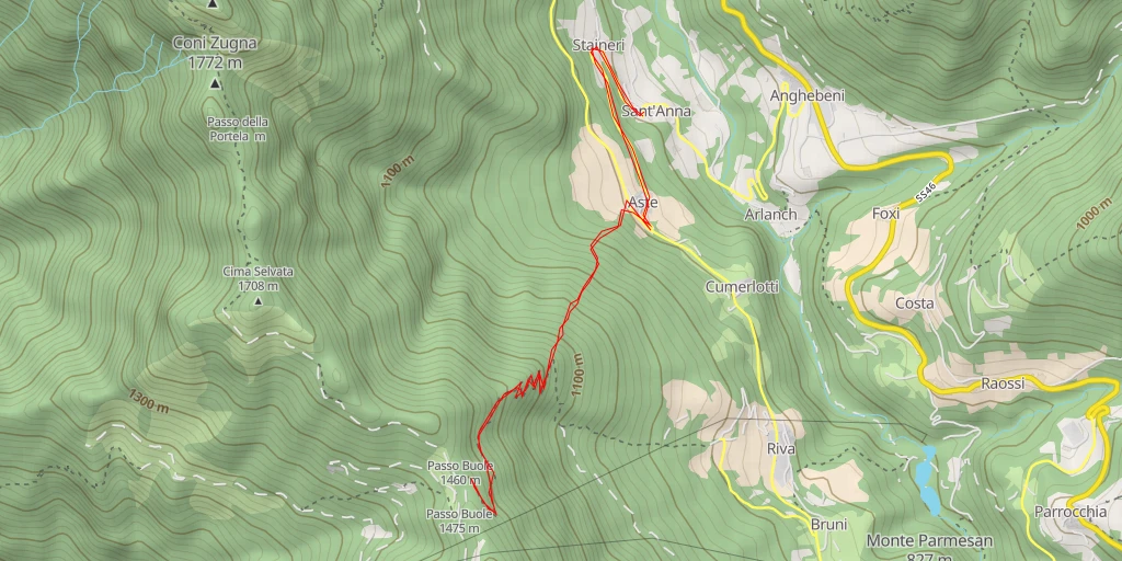 Map of the trail for Obelisco