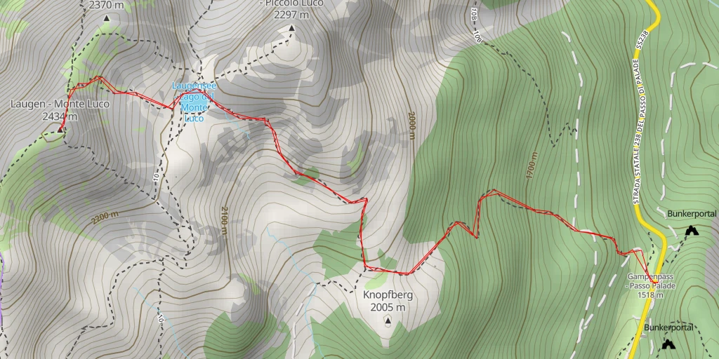 Map of the trail for Laugen - Monte Luco