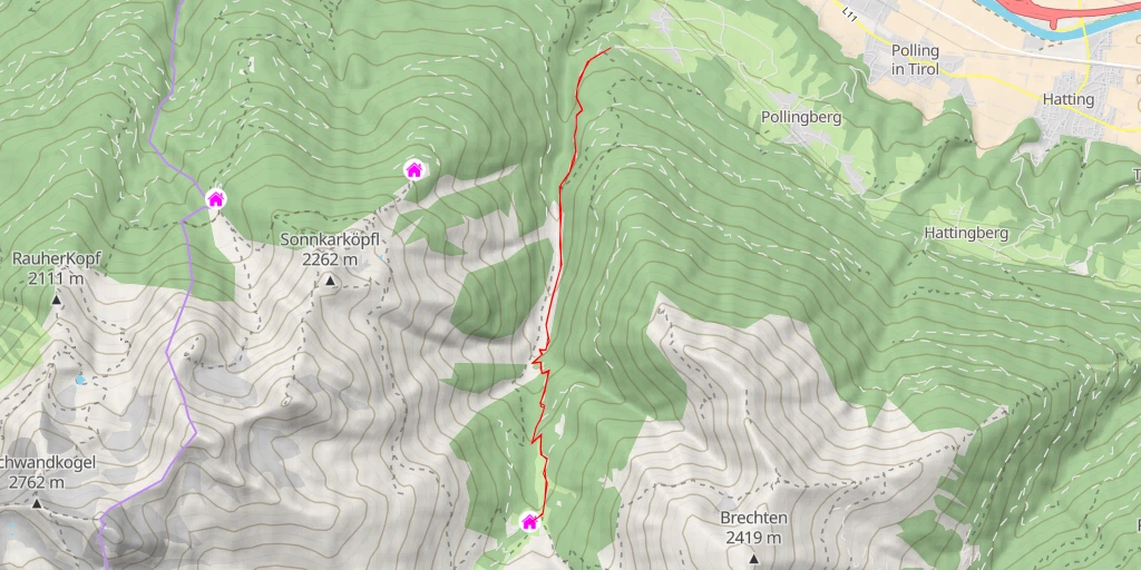 Carte de l'itinéraire :  Flauringer Alm