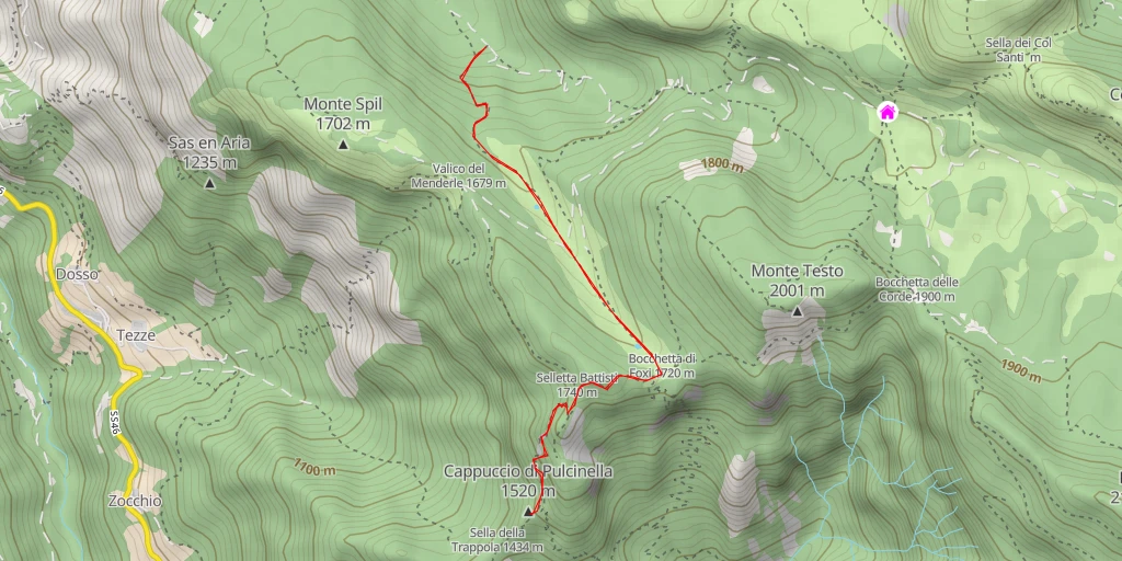 Map of the trail for Cappuccio di Pulcinella