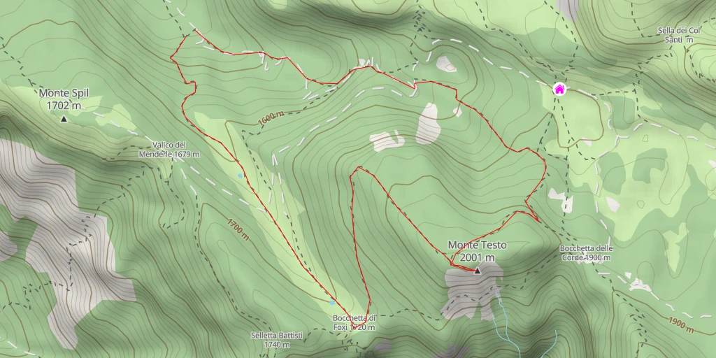 Map of the trail for Monte Testo