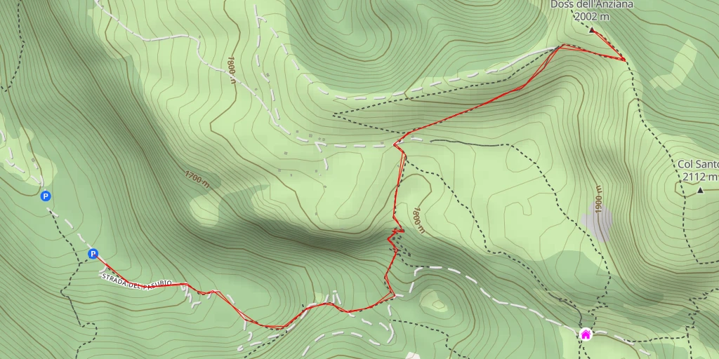 Carte de l'itinéraire :  Doss dell'Anziana