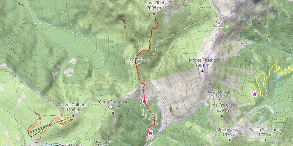 Map of the trail for Cima Tibet