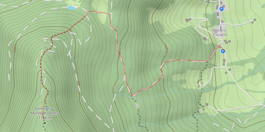 Carte de l'itinéraire :  Innerberg - Monte di Dentro