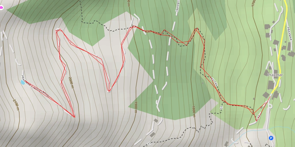 Carte de l'itinéraire :  Praxmar I (Rodelbahn) - Praxmar I (Rodelbahn)