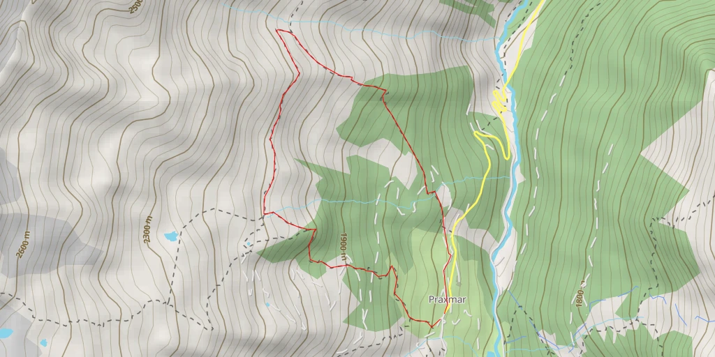 Map of the trail for Praxmar I (Rodelbahn)