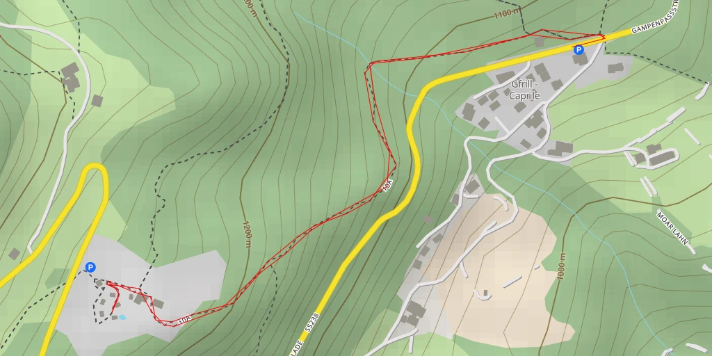 Map of the trail for Tierwelt Rainguthof - Mondo degli Animali - Gampenpassstraße - Via Passo delle Palade