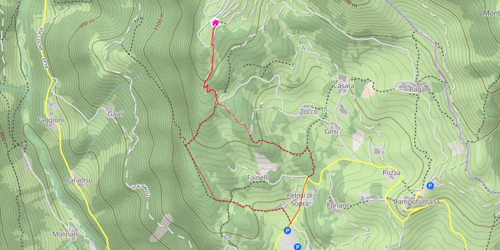 Map of the trail for Rifugio Monte Torla