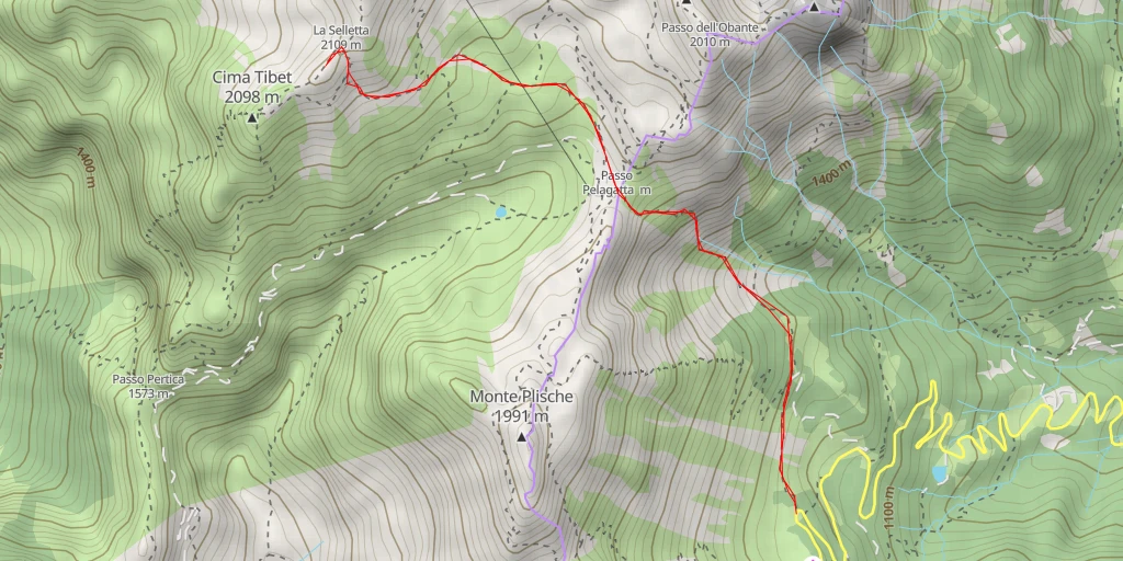 Map of the trail for Cima Madonnina