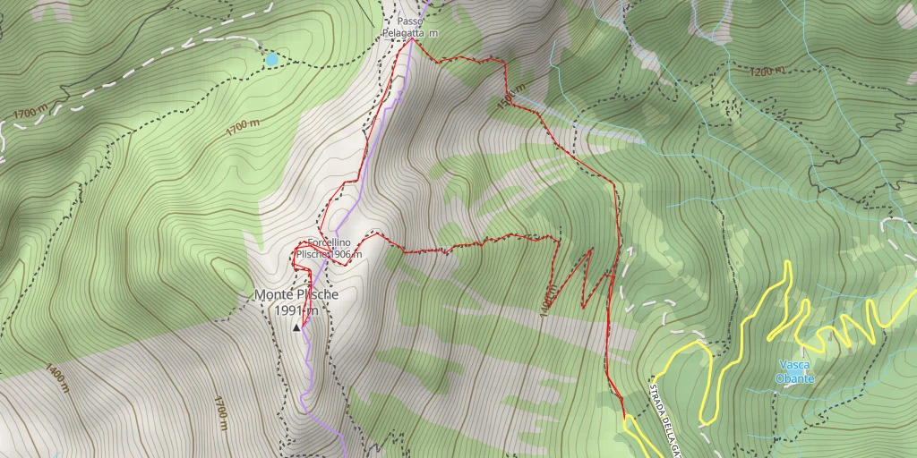 Map of the trail for Monte Plische