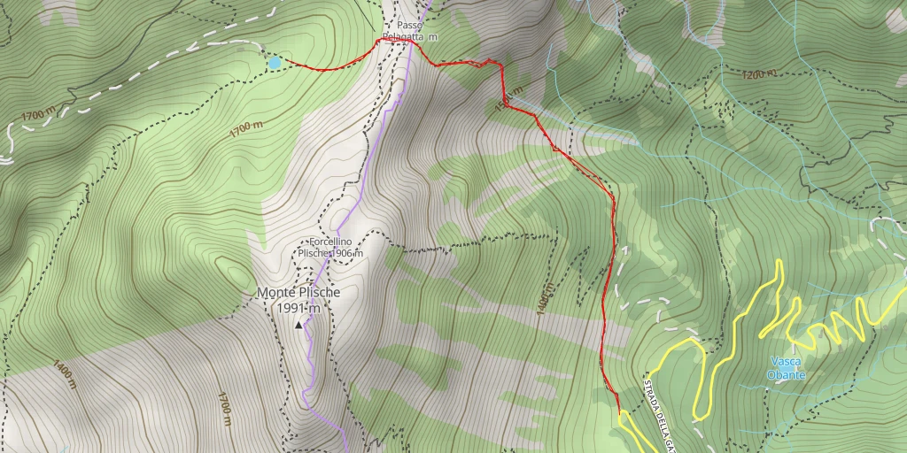 Carte de l'itinéraire :  Malga Campobrun - Vaio di Pelegatta