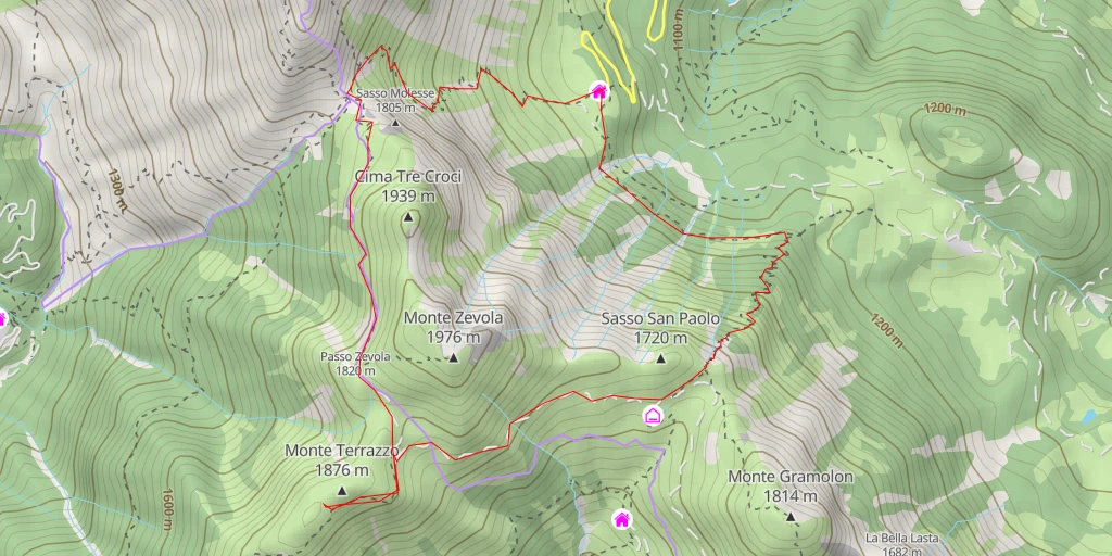 Map of the trail for Monte Terrazzo