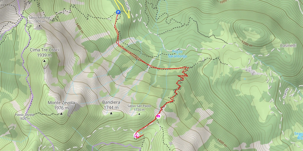 Map of the trail for Vicino a Passo Ristele - Cresta della Bandiera