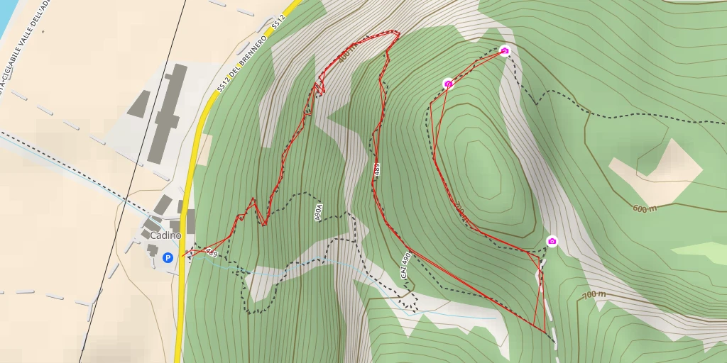 Map of the trail for Strada Statale 12 dell'Abetone e del Brennero