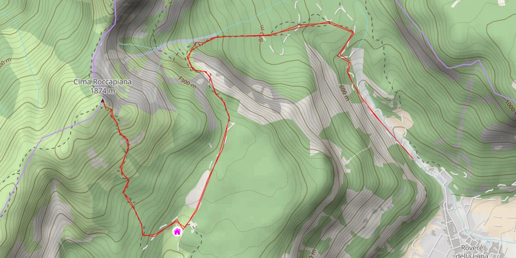 Carte de l'itinéraire :  Cima Roccapiana