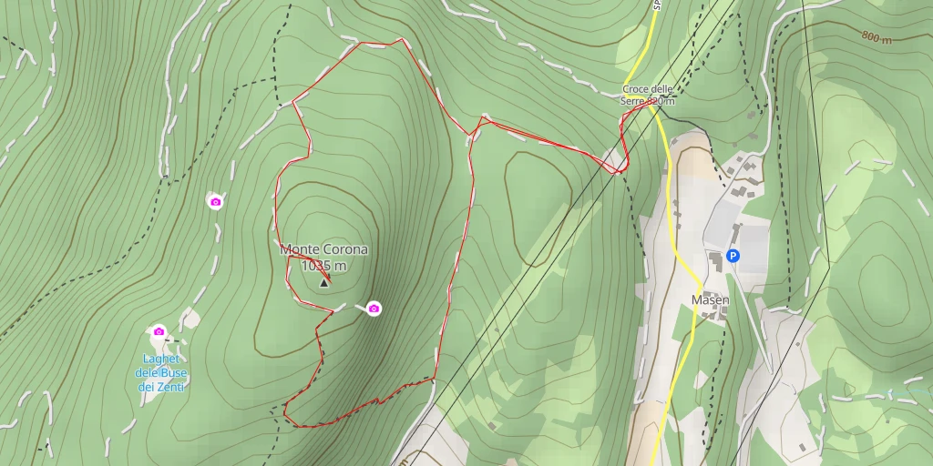 Map of the trail for Monte Corona