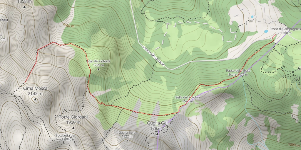 Map of the trail for Cascata Arcobaleno