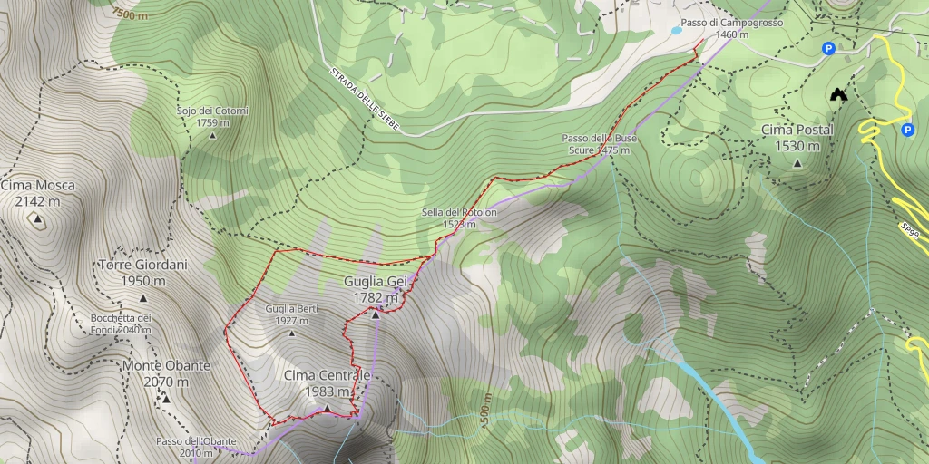 Carte de l'itinéraire :  Castelletto degli Angeli