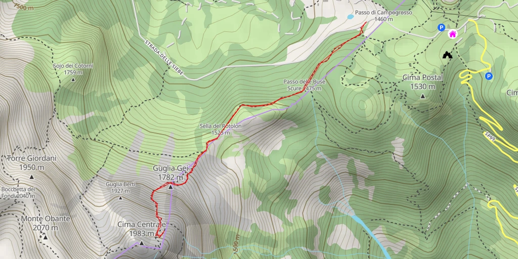 Map of the trail for Cresta Alta