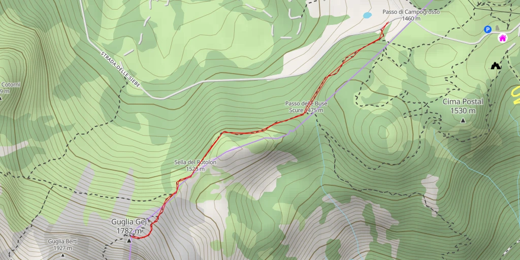 Map of the trail for Guglia Gei