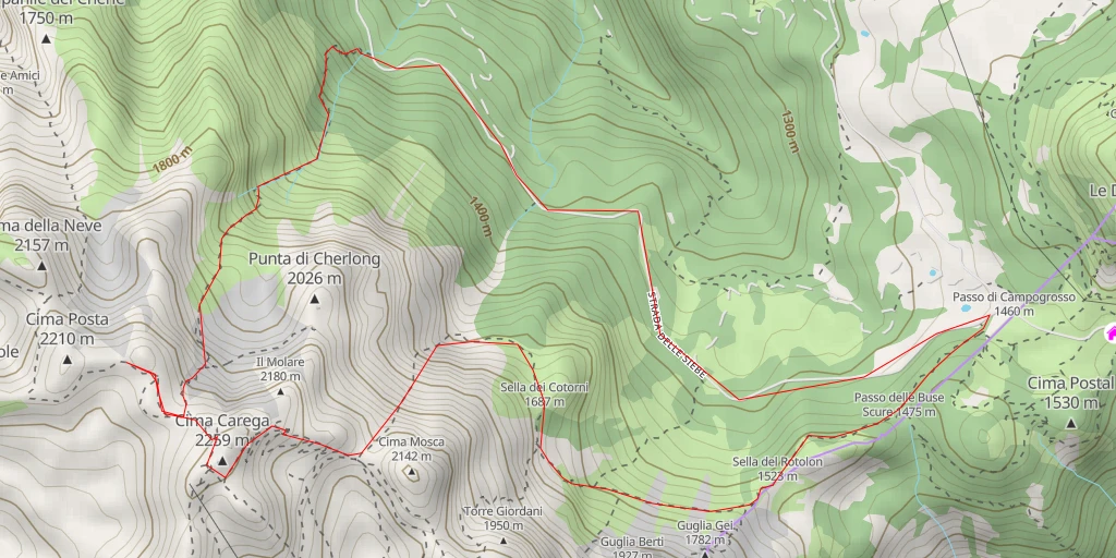 Carte de l'itinéraire :  Cima del Cherlong