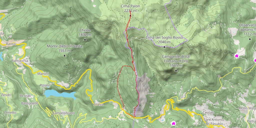 Map of the trail for Dente Italiano