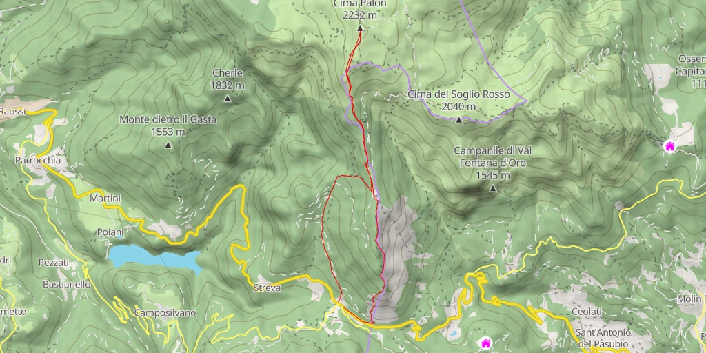 Map of the trail for Cima Palon