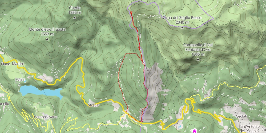 Map of the trail for Soglio dell'incudine