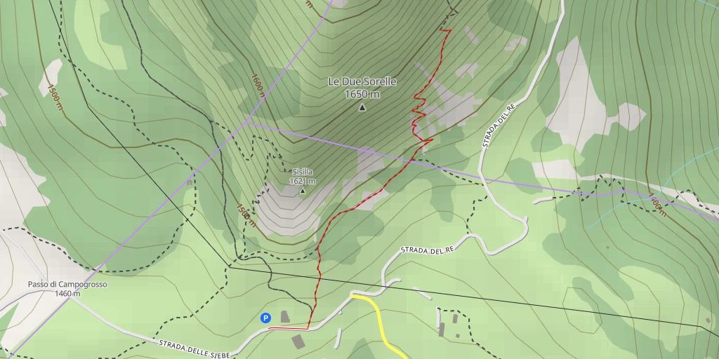 Map of the trail for Le Due Sorelle