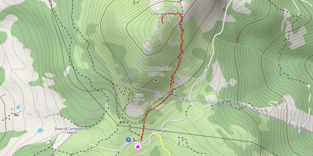 Map of the trail for Cima delle Ofre