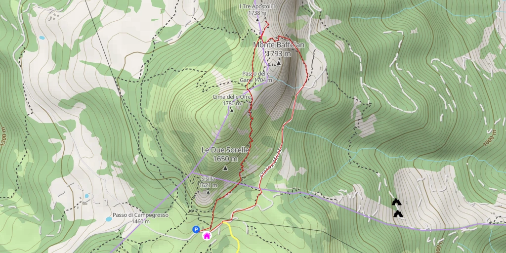 Map of the trail for I Tre Apostoli I