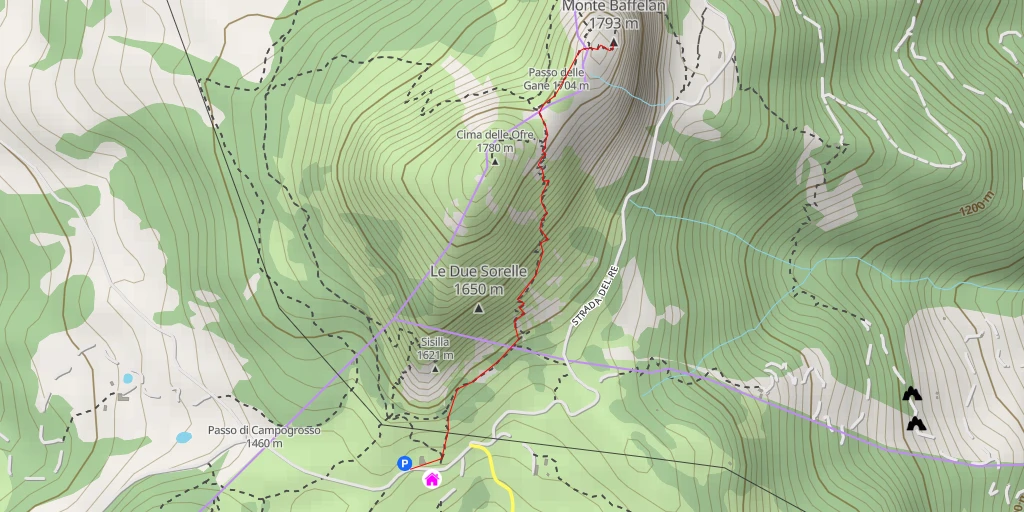 Carte de l'itinéraire :  Monte Baffelan