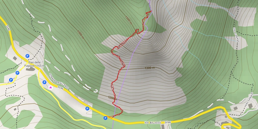 Map of the trail for Bacchetton