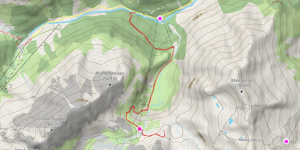 Map of the trail for Stubaier Höhenweg