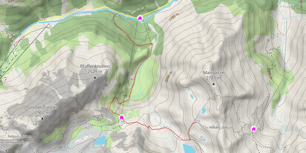 Carte de l'itinéraire :  Stubaier Höhenweg - Stubaier Höhenweg