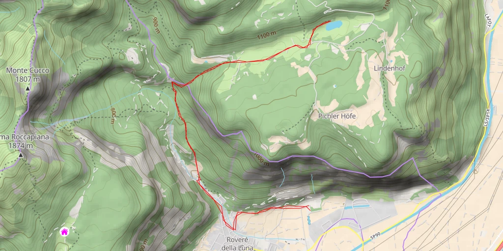 Map of the trail for Fennberger See - Lago di Favogna