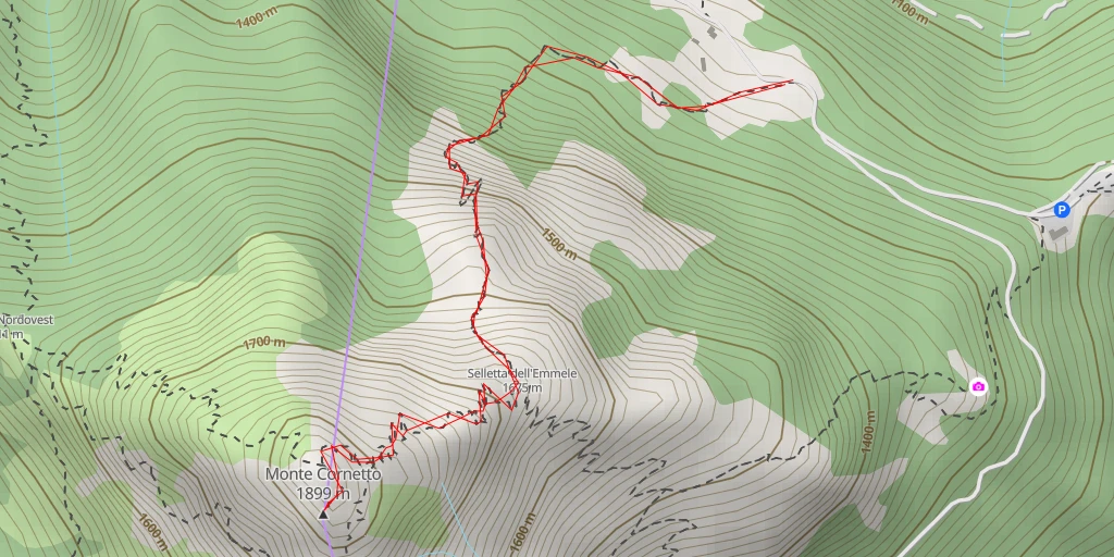 Map of the trail for Monte Cornetto