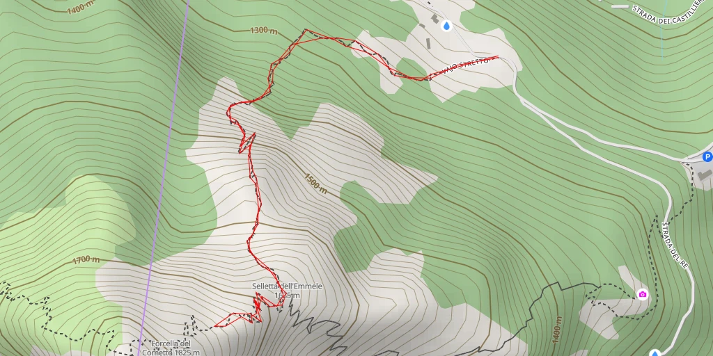 Map of the trail for Dente Rotto