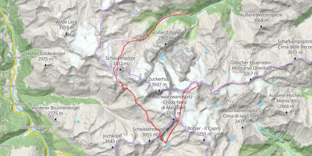 Carte de l'itinéraire :  Wilder Freiger - Cima Libera