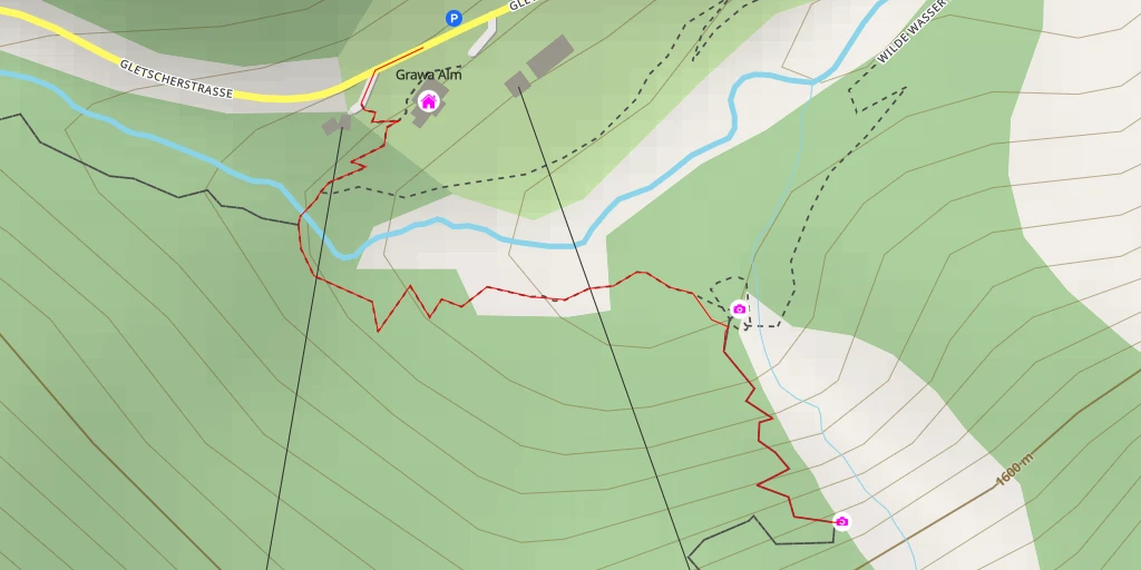 Map of the trail for Wilde Wasser Weg