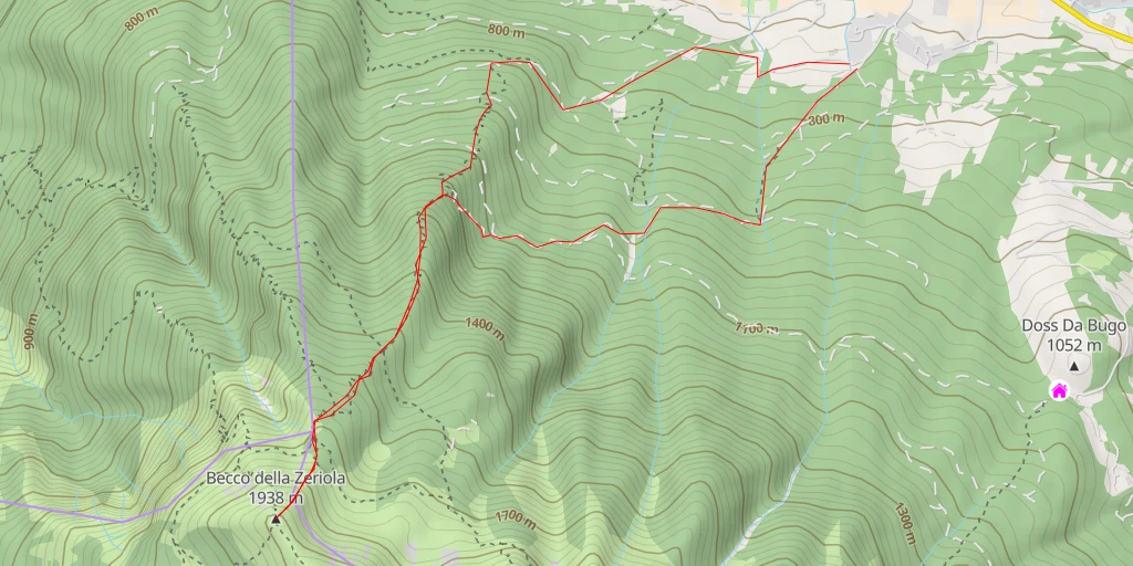 Map of the trail for Becco della Ceriola