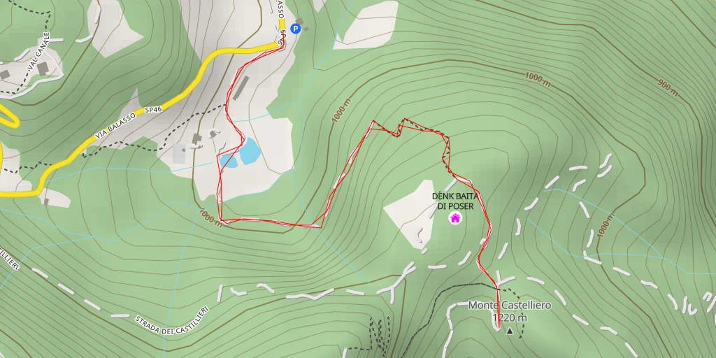 Map of the trail for Monte Castelliero